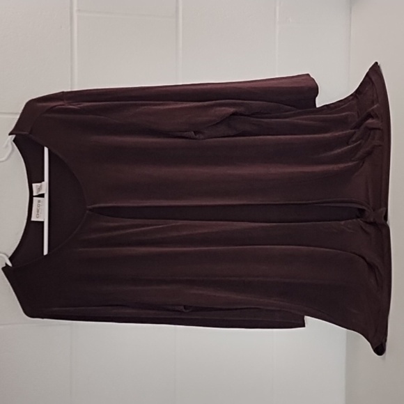 Chico's Travelers 16 Plum Burgundy Jacket Slinky Open Front 3/4 Sleeve Comfy - Picture 7 of 7